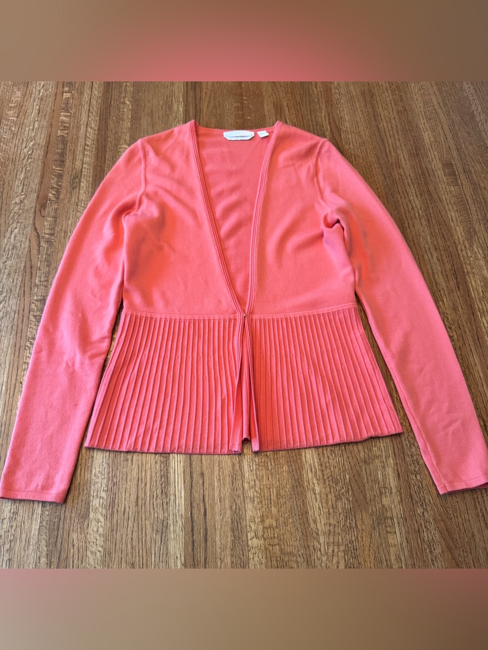 BOSS Superfine Merino Wool Peplum Cardigan - Orange - Size S